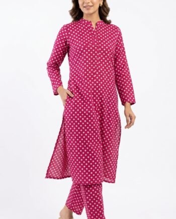 Magenta Pink Polka Dot Kurti Pant Set for Women